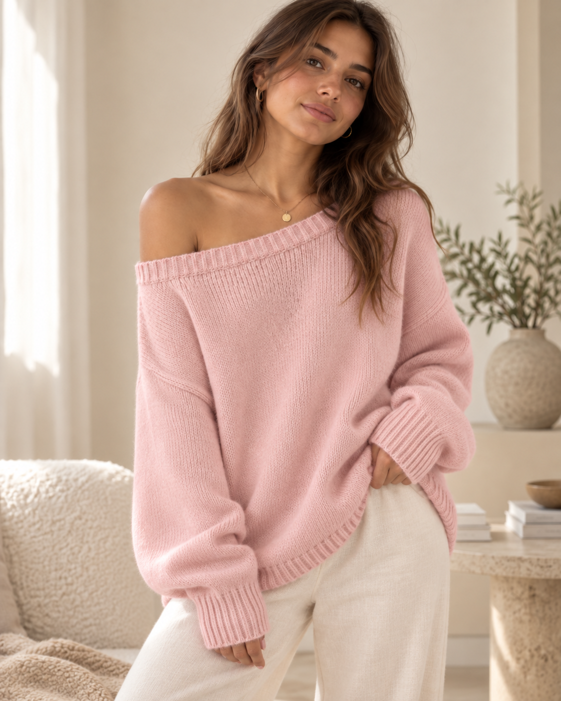 Jersey holgado de punto con cuello redondo · imagen 3