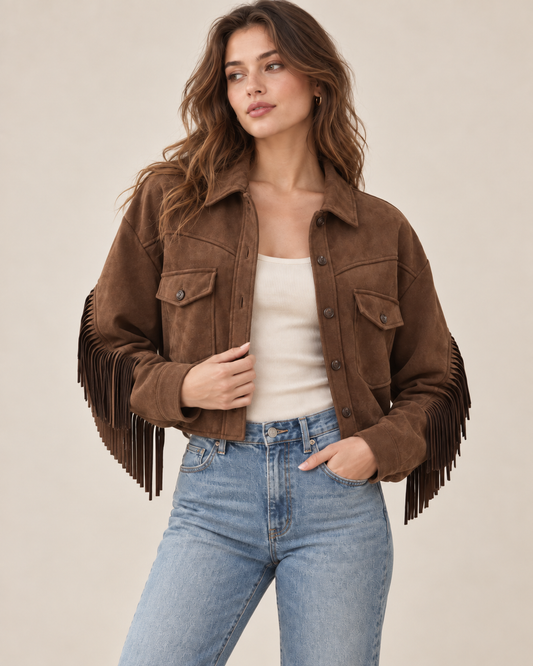 Chaqueta cropped con flecos · imagen 2