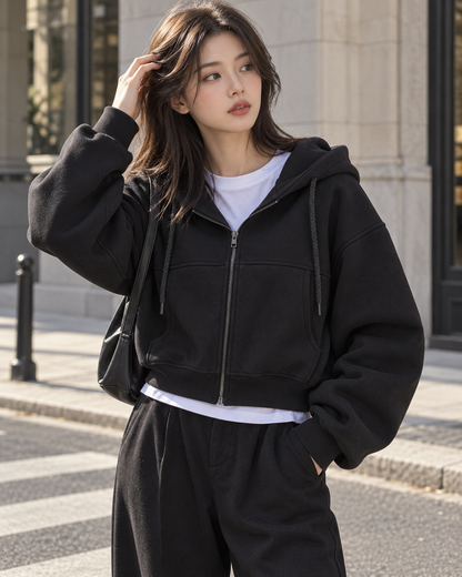Sudadera Nara cropped con cremallera