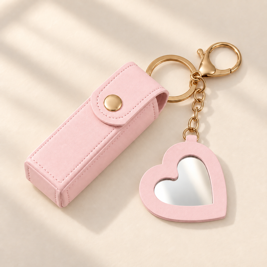 Portalabial llavero con espejo de corazón