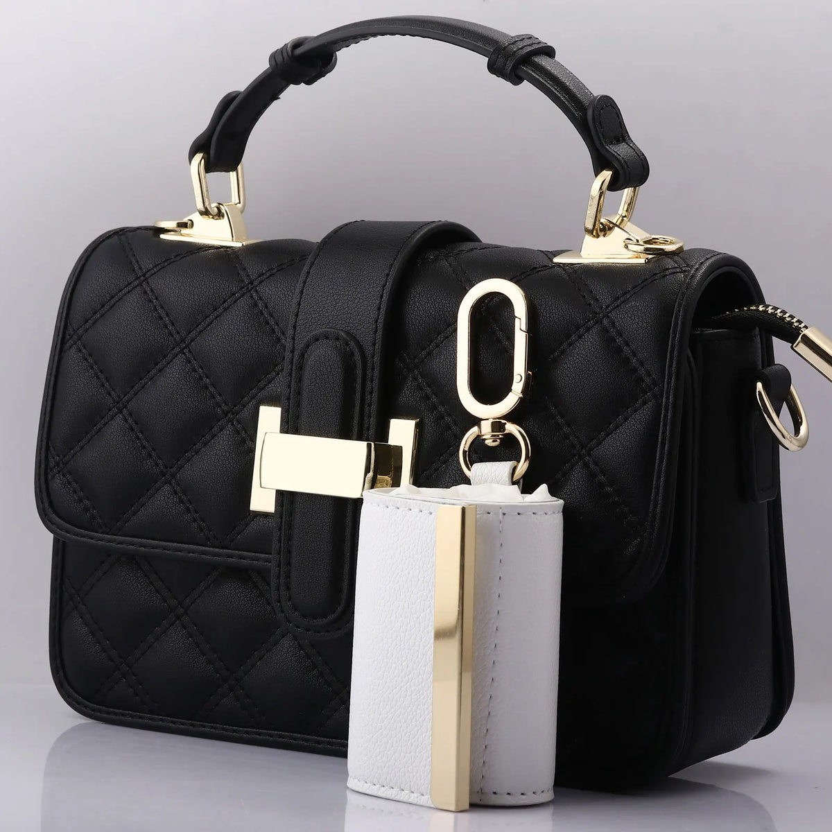 Bolsa de tela plegable con llavero