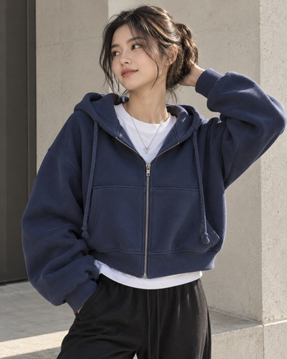 Sudadera Nara cropped con cremallera
