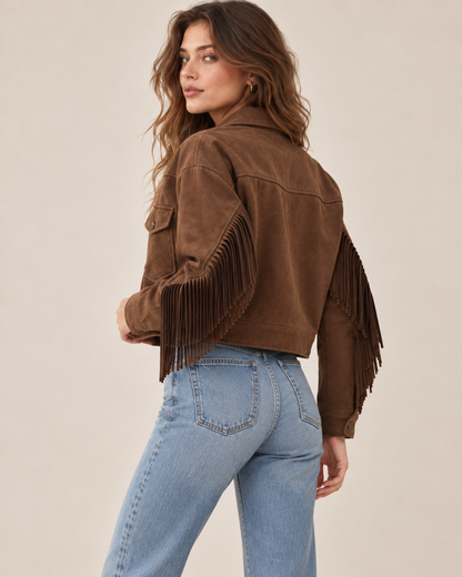 Chaqueta cropped con flecos · imagen 5