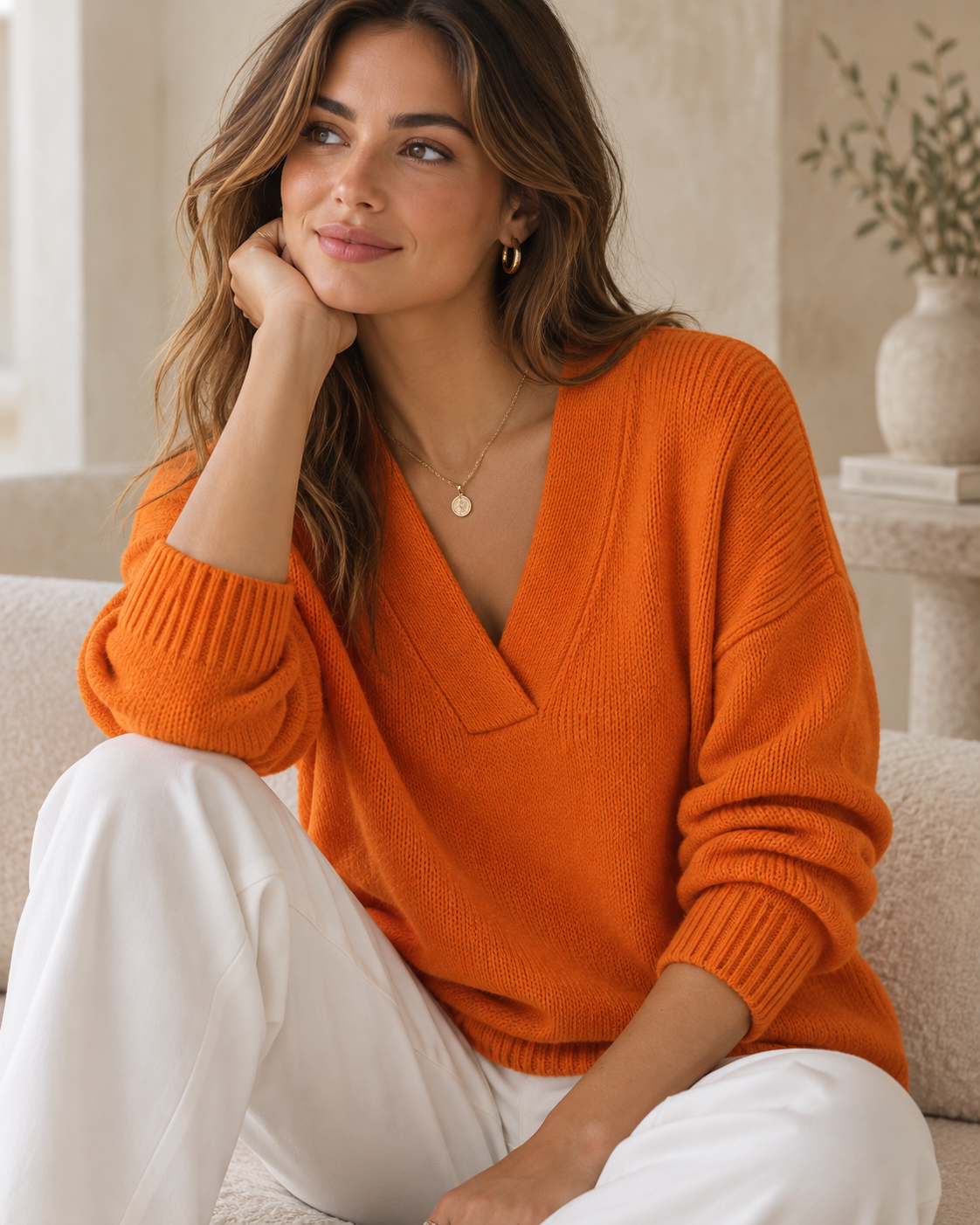 Jersey Violeta holgado con cuello de pico · imagen 8